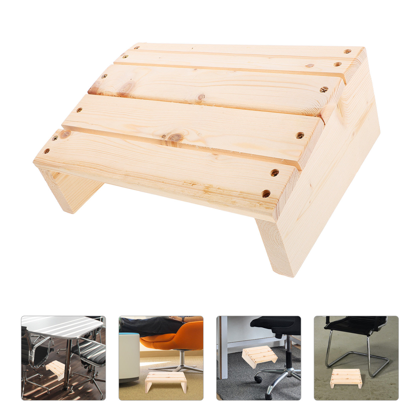 Footrest Under Desk - 1個入り、高級木製デスク下用フットレスト。オフィスデスクでの足のサポート、腰痛緩和、人間工学に基づいた設計のフットレスト。
