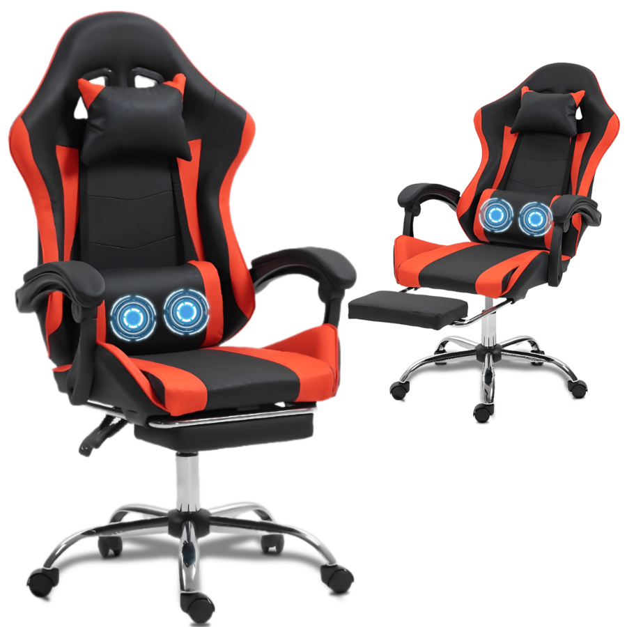 マッサージ機能付きの腰当てを備えたゲーミングチェア - 大人 - Video Gaming & Esports Usd Acc のレビューと価格